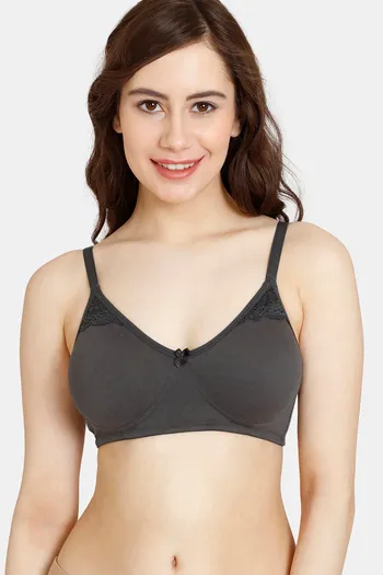 Buy Rosaline Everyday Double Layered Non Wired 3/4th Coverage T-Shirt Bra - Forged Iron